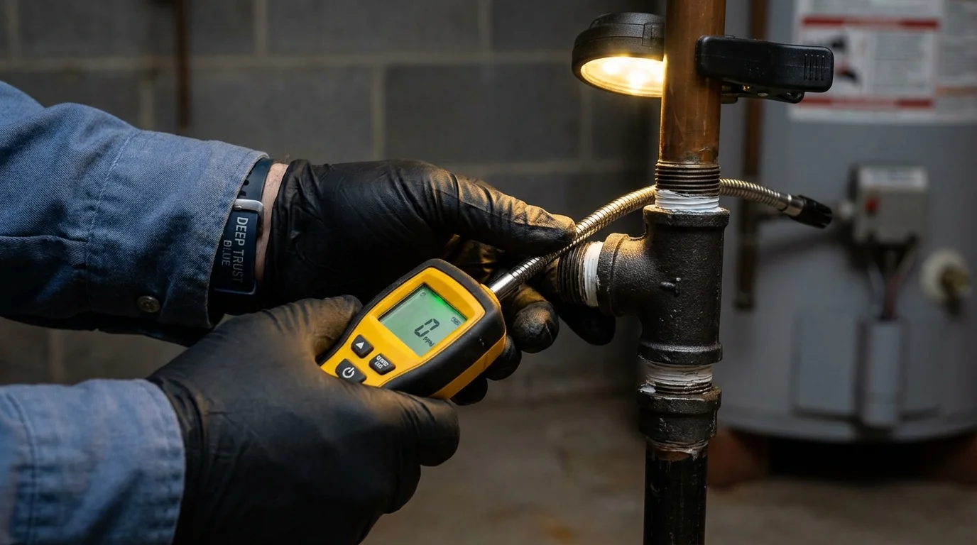 Gas leak detection with electronic sniffer by Johns Plumbing LLC in Longwood