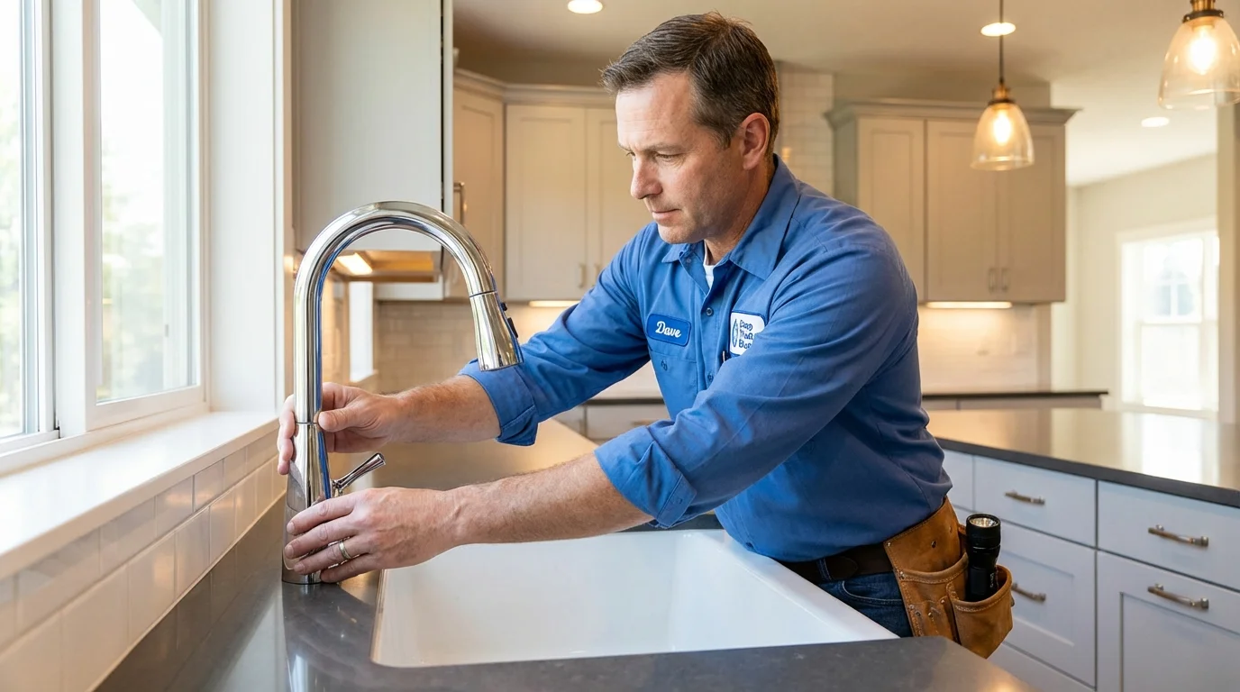 Kitchen faucet installation by Johns Plumbing LLC in Longwood