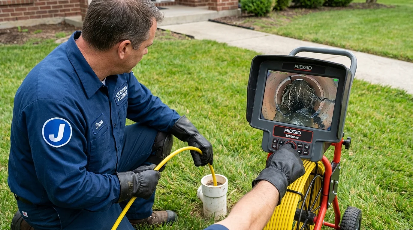 Sewer camera inspection being performed by Johns Plumbing LLC in Longwood