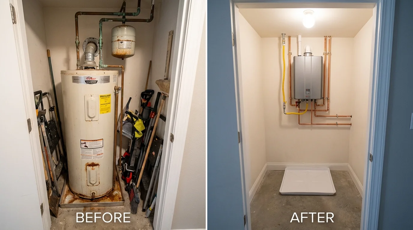 Tank water heater versus wall-mounted tankless unit comparison for Longwood, FL homeowners